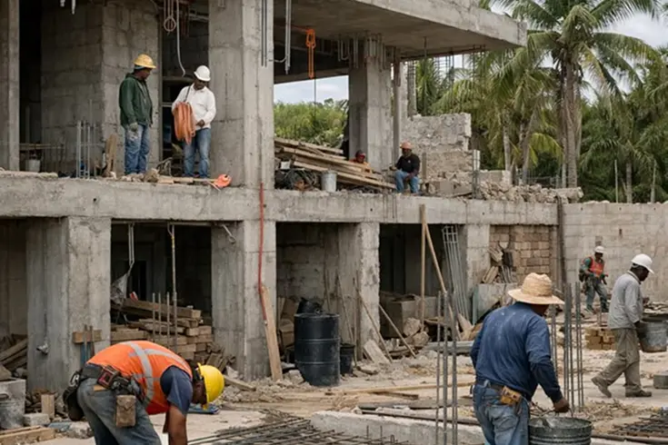 Obra civil en ejecución en Cali durante la etapa de construcción